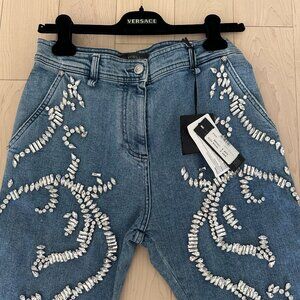 Versace Embellished Straight-Leg Jeans